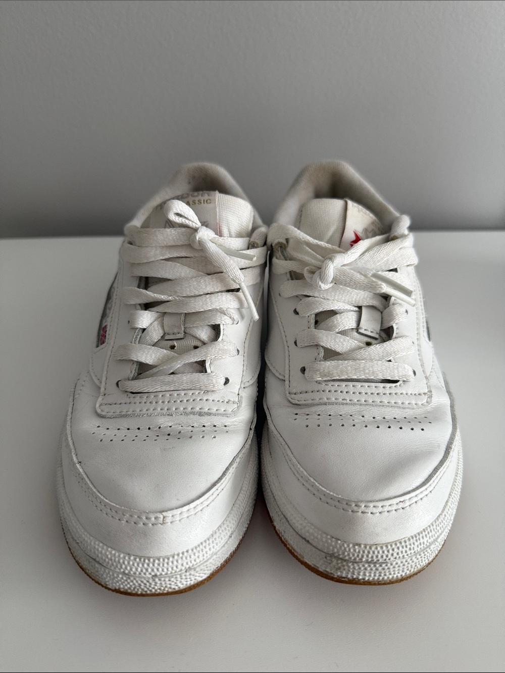 Reebok White Low-Top Leather Sneakers with Gum Outsole - Picture 2 of 5